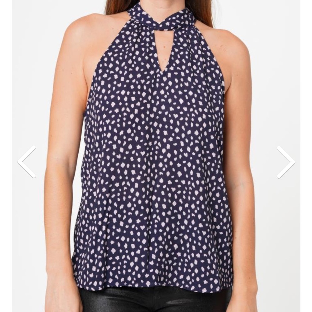Pleione Navy and White Halter Blouse
